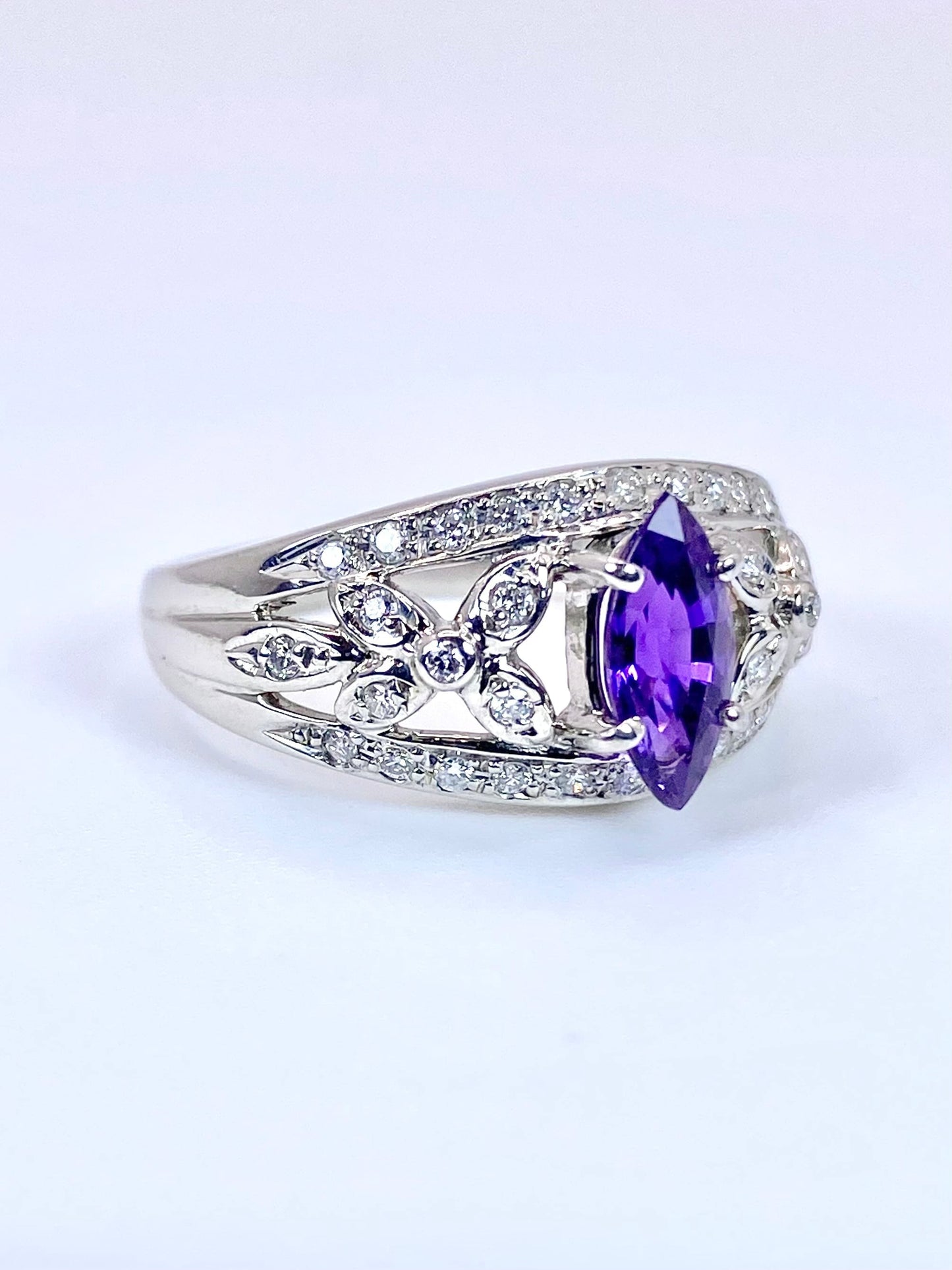 バイオレットサファイア 1.23ct / ダイヤモンド 計0.27ct Pt900 リング 16号リフレッシュメント新品仕上げ・補修・洗浄等済3日以内返品可※カード/キャリア決済の場合 5枚目