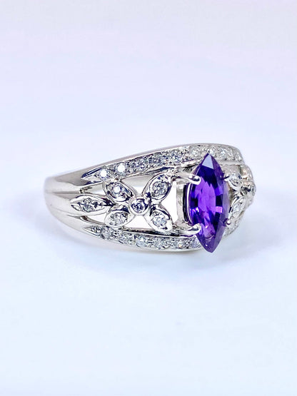 バイオレットサファイア 1.23ct / ダイヤモンド 計0.27ct Pt900 リング 16号リフレッシュメント新品仕上げ・補修・洗浄等済3日以内返品可※カード/キャリア決済の場合 5枚目