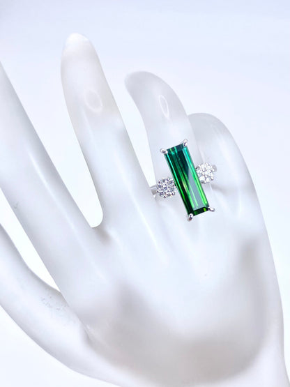 グリーントルマリン 4.31ct / ダイヤモンド 計0.22ct Pt900 リング 11.5号リフレッシュメント新品仕上げ・補修・洗浄等済3日以内返品可※カード/キャリア決済の場合 4枚目