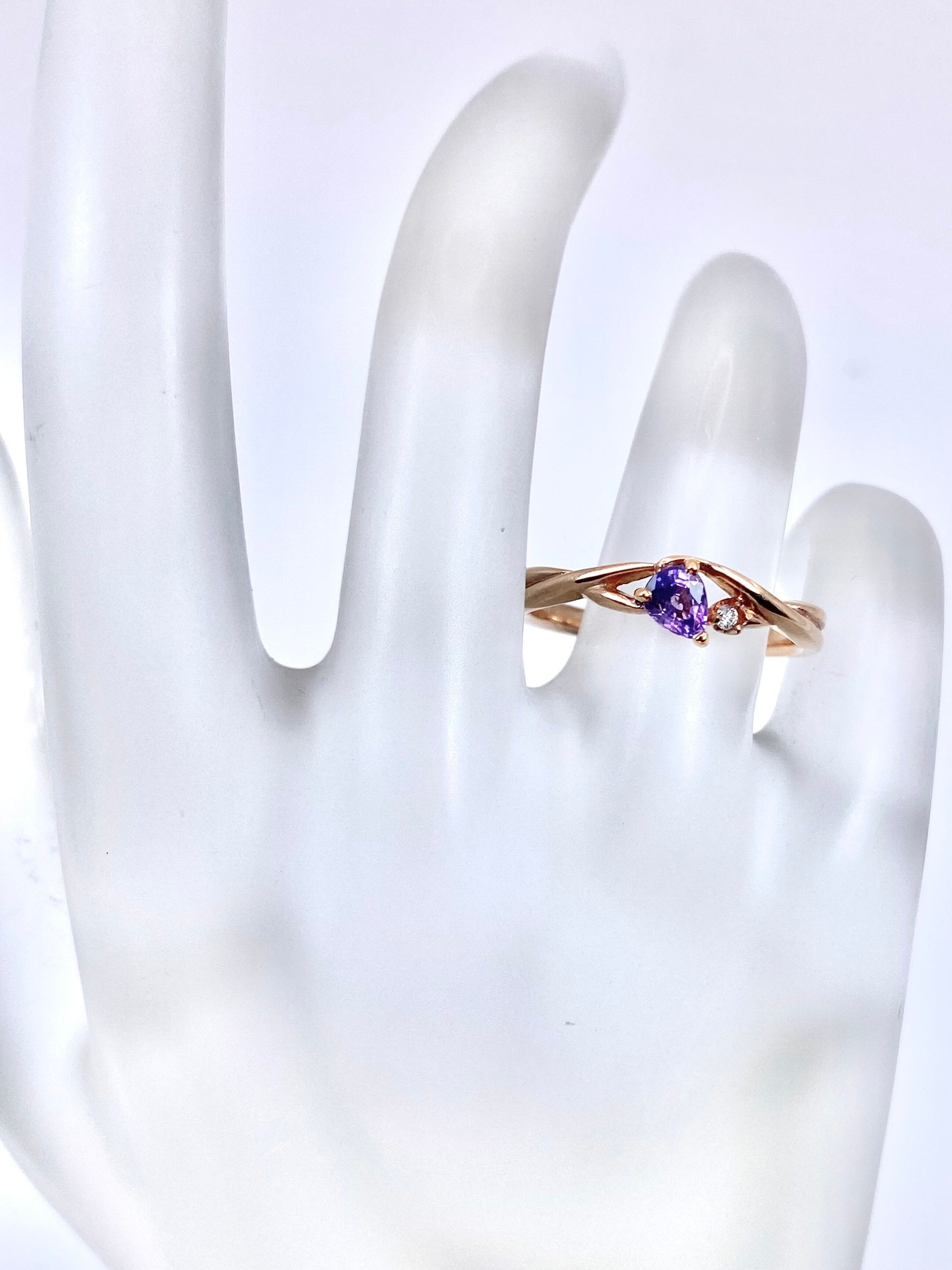 パープルサファイア / ダイヤモンド 計0.015ct K18 リング 16号リフレッシュメント新品仕上げ・補修・洗浄等済3日以内返品可※カード/キャリア決済の場合 5枚目