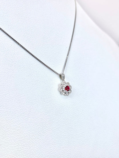 新品レッドスピネル 0.11ct / ダイヤモンド 計0.16ct Pt950/850 ネックレス新品3日以内返品可※カード/キャリア決済の場合 4枚目