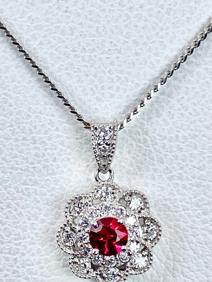新品レッドスピネル 0.11ct / ダイヤモンド 計0.16ct Pt950/850 ネックレス新品3日以内返品可※カード/キャリア決済の場合 2枚目