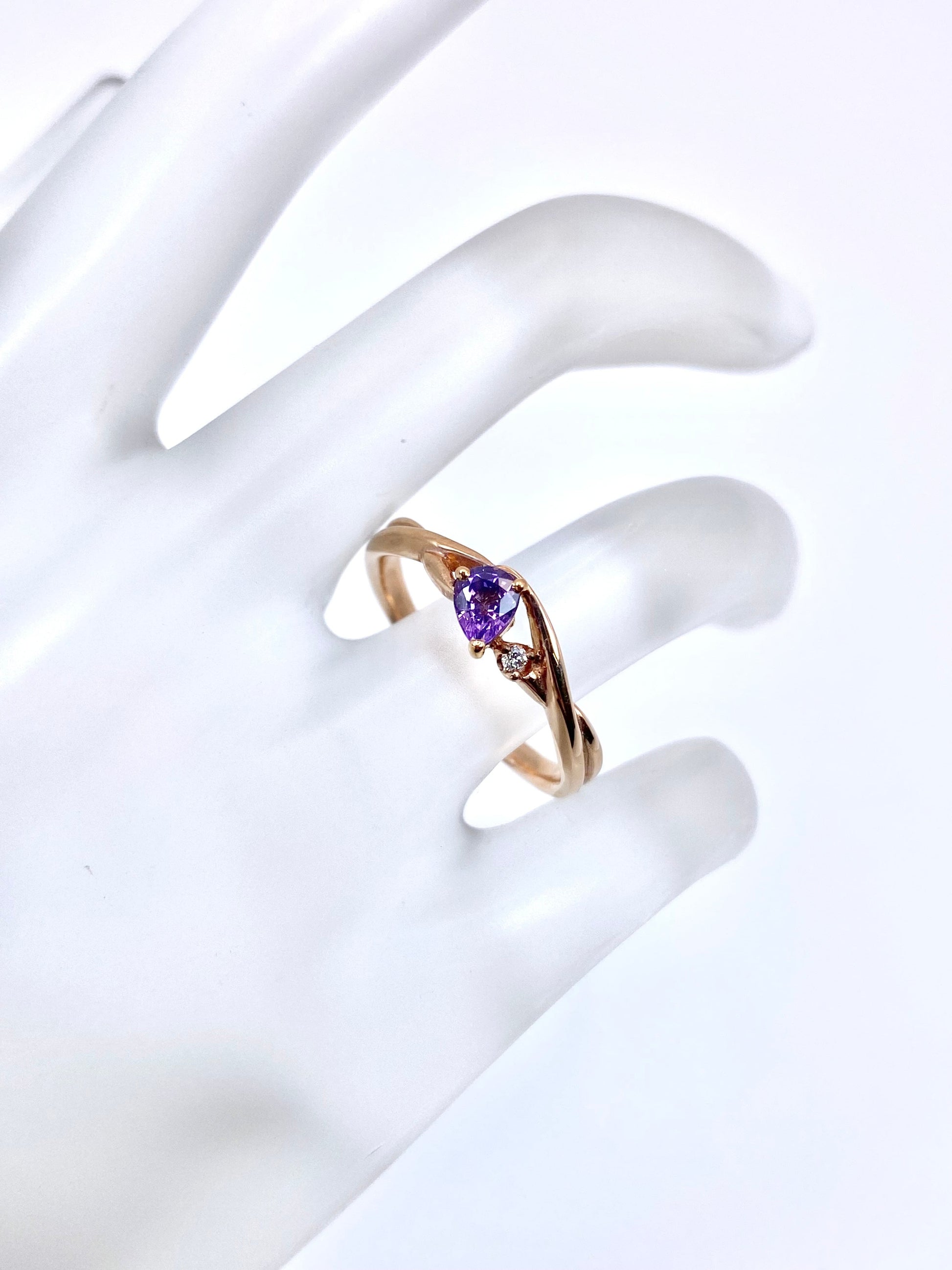 パープルサファイア / ダイヤモンド 計0.015ct K18 リング 16号リフレッシュメント新品仕上げ・補修・洗浄等済3日以内返品可※カード/キャリア決済の場合 7枚目