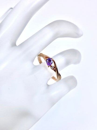パープルサファイア / ダイヤモンド 計0.015ct K18 リング 16号リフレッシュメント新品仕上げ・補修・洗浄等済3日以内返品可※カード/キャリア決済の場合 7枚目