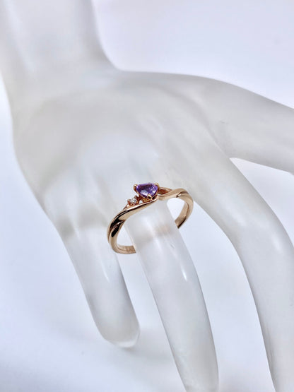 パープルサファイア / ダイヤモンド 計0.015ct K18 リング 16号リフレッシュメント新品仕上げ・補修・洗浄等済3日以内返品可※カード/キャリア決済の場合 6枚目