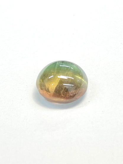 綺麗に真ん中でバイカラーのルースバイカラートルマリンキャッツアイ 4.00ct ルース 5枚目