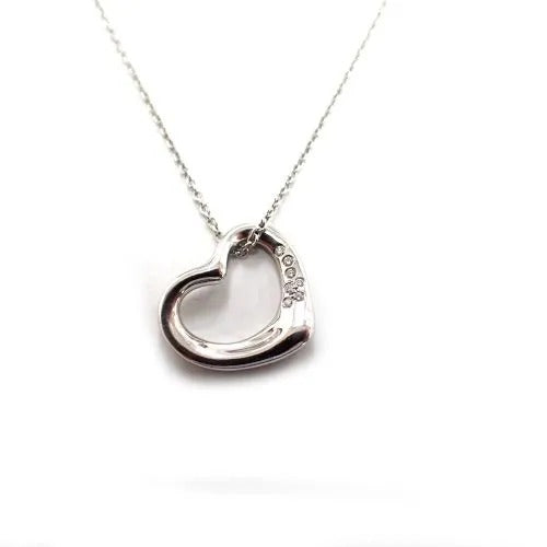 ティファニー Tiffany&Co. エレサペレッティ Pt950 5.0g オープンハート ダイヤ 7P チェーン ネックレス