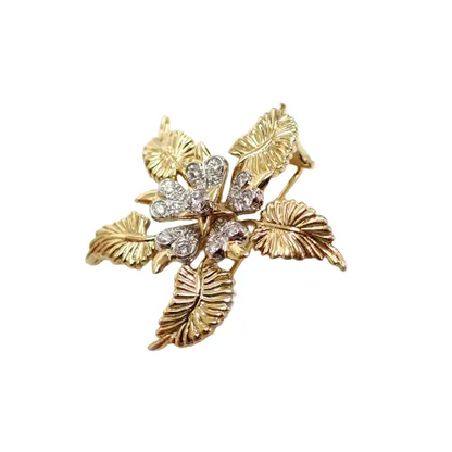 ティファニー TIFFANY&Co. 18金 750 シュランバーゼ 5リーフ ダイヤモンド ブローチ ジュエリー ヴィンテージ