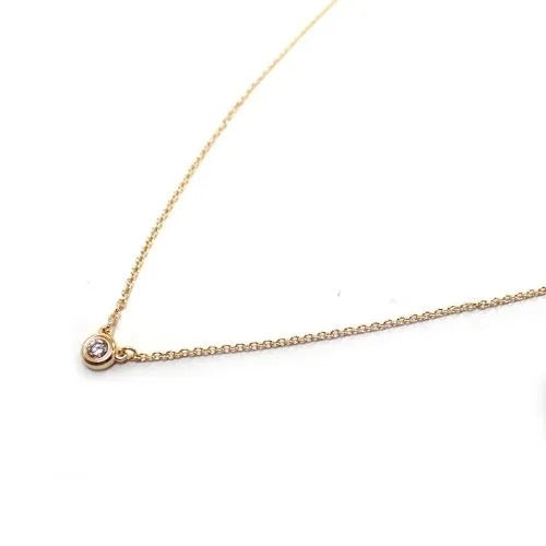 ティファニー Tiffany&Co. 750 K18 PG 2.2g エレサペレッティ バイザヤード ダイヤ 1P チェーン ネックレス