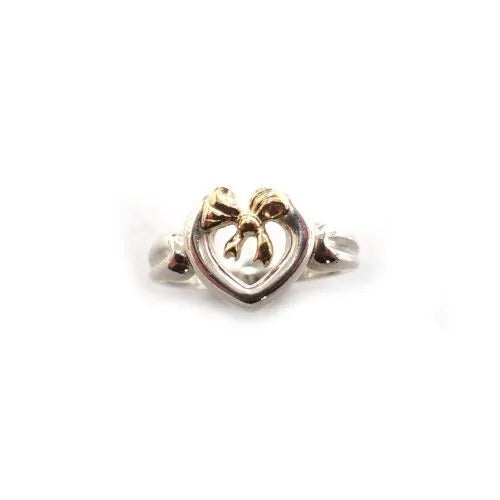 ティファニー TIFFANY&Co. スターリングシルバー SV925 750 K18 1991 ハート リボン リング 指輪 ジュエリー
