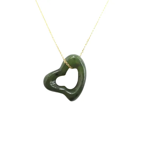 ティファニー TIFFANY&Co. K18 ヒスイ エレサペレッティ オープンハート チェーン ネックレス ジュエリー