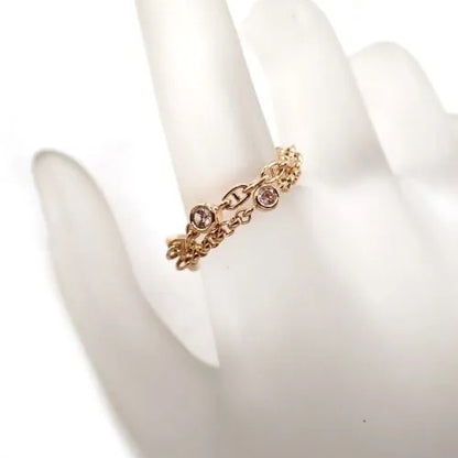 エルメス HERMES 750 K18 PG シェーヌダンクル カオス ダイヤ 0.1ct リング 3.8g #53 指輪 ジュエリー 箱付き