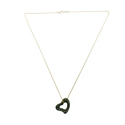 ティファニー TIFFANY&Co. K18 ヒスイ エレサペレッティ オープンハート チェーン ネックレス ジュエリー