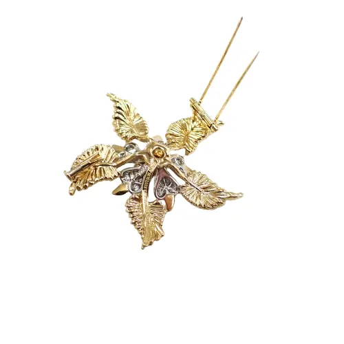 ティファニー TIFFANY&Co. 18金 750 シュランバーゼ 5リーフ ダイヤモンド ブローチ ジュエリー ヴィンテージ