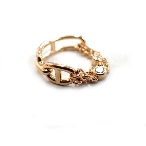 エルメス HERMES 750 K18 PG シェーヌダンクル カオス ダイヤ 0.1ct リング 3.8g #53 指輪 ジュエリー 箱付き